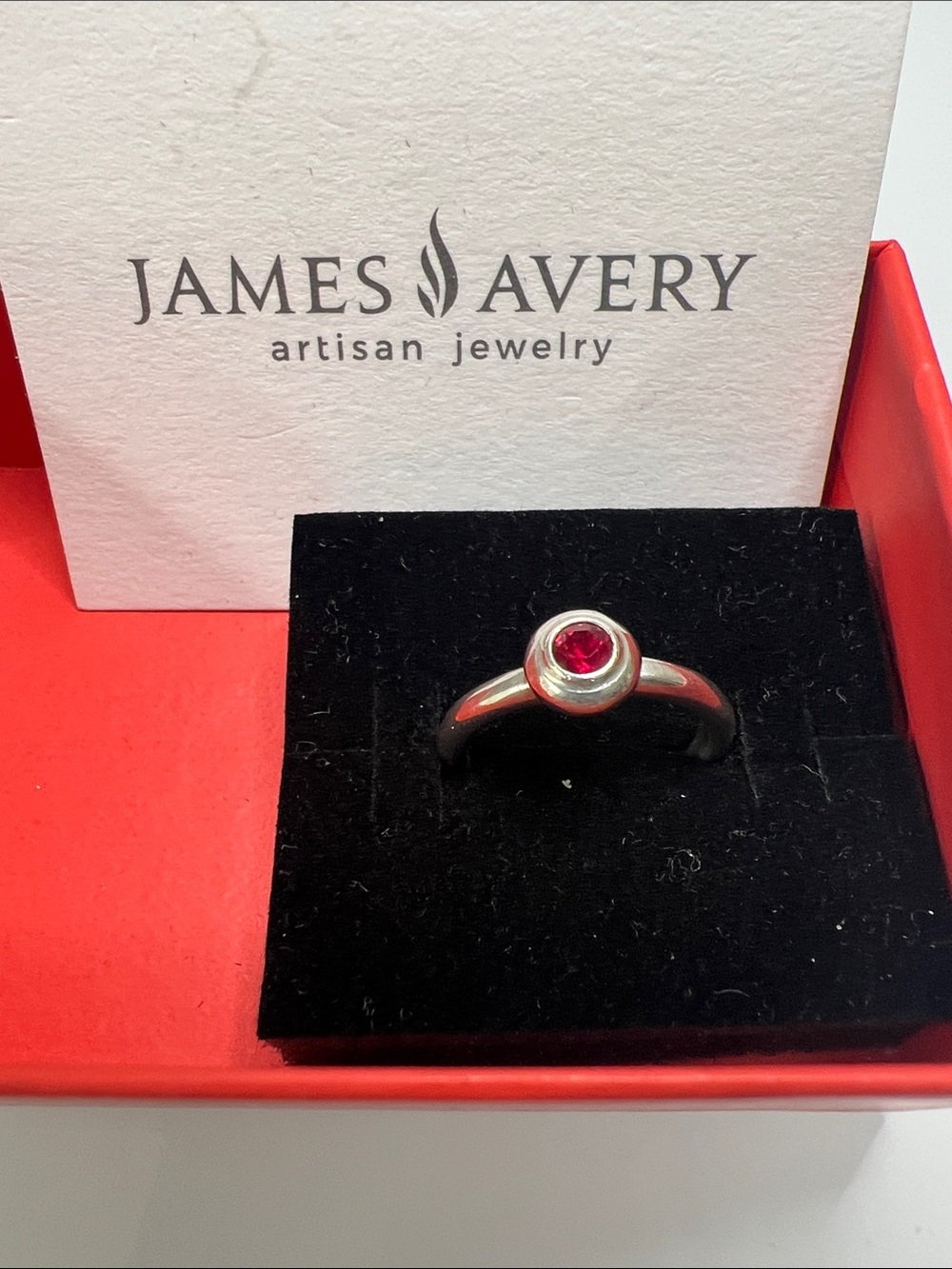 RETIRED Remembrance James Avery Sterling Ring with Ruby-Red Center